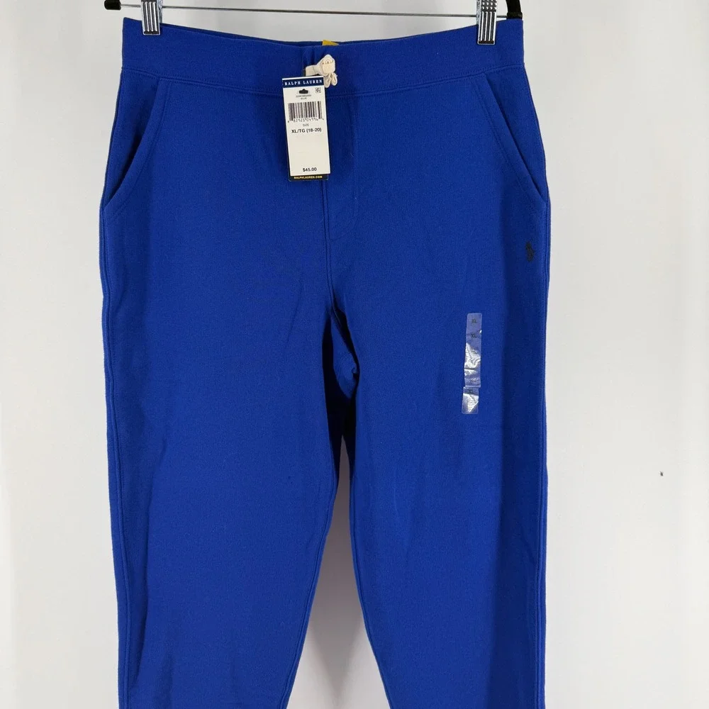 Ralph Lauren Boys XL 18-20 Blue Fleece Jogger Pants NWT 323816802003